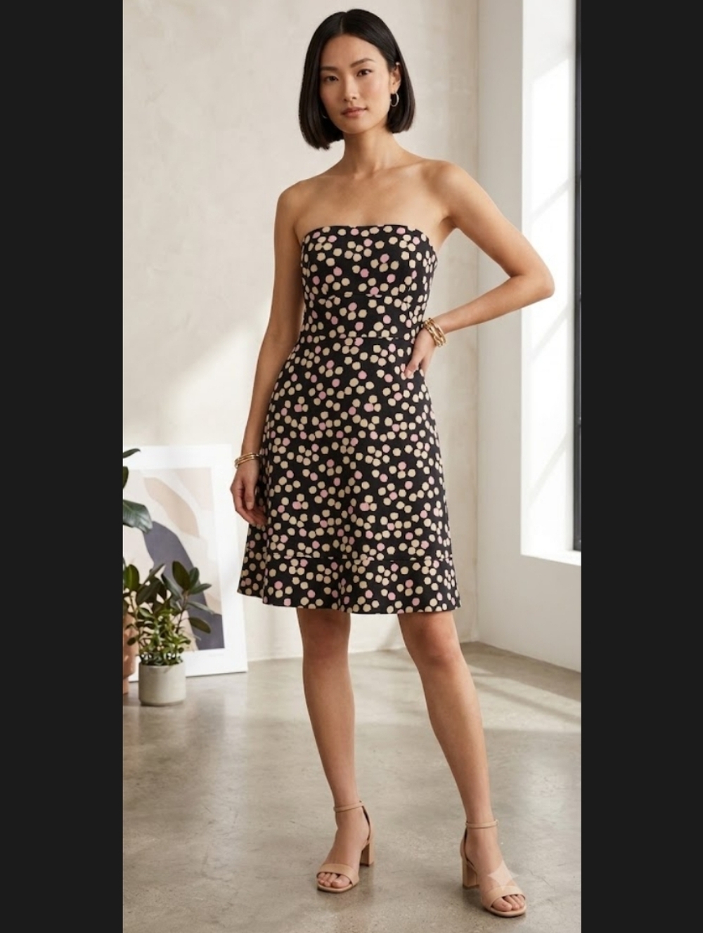 J. Crew Silk Fit and Flare Abstract Strapless Dress Size 2‎